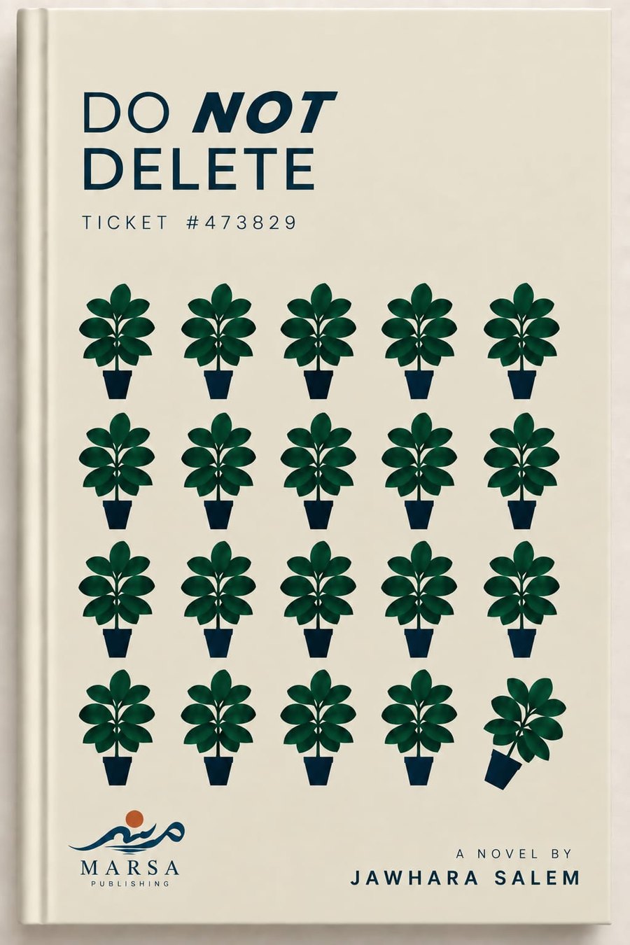 Cover of Do Not Delete, a comedy noir novel by Jawhara Salem, published by Marsa Publishing.